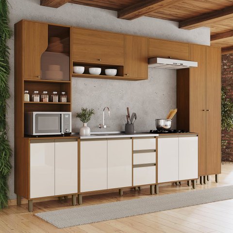 Cozinha Modulada Completa 7 Peças com 2 Paneleiros e Torre Quente Venaly