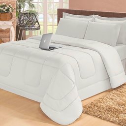 Jogo de Cama Casal com Edredom Lençol Fronha Função Cobre Leito e Cobertor - 1