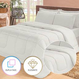Jogo de Cama Casal com Edredom Lençol Fronha Função Cobre Leito e Cobertor - 2