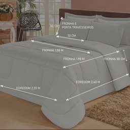 Jogo de Cama Casal com Edredom Lençol Fronha Função Cobre Leito e Cobertor - 4