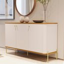Ver imagem 2 de Conjunto Cristaleira e Aparador Buffet Tucupí com 3 Portas Off White/nature/dourado