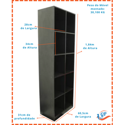 Armário Colmeia Expositor 10 Nichos Closet Lojas Cód. 310 Cor Preto - 6