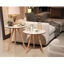 Ver imagem 2 de Kit 2 Mesinha Mesas Apoio e Lateral Redonda Off White/freijó