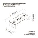 Ver imagem 3 de Estação de Trabalho Mesa Plataforma Escritório para 4 Pessoas Dupla com Caixa de Tomada Pé Painel Cinza/Preto