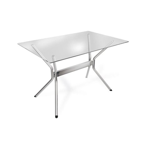 Mesa Loire Kappesberg Cromada com Tampo de Vidro Incolor 120cm