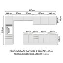 Ver imagem 4 de Armário de Cozinha Completa 400cm Branco Veludo Lux da Thauane Madesa