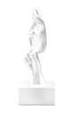 Ver imagem 2 de Escultura Rosto Humano Arte Moderna Silêncio Máscara 55cm:branco Brilho