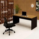 Ver imagem 3 de Mesa 1,60m X 0,70m Escrivaninha Pés Painel 100% Mdf F5 Cor:freijó com Preto