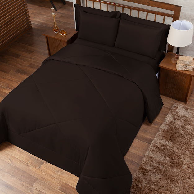 Ver imagem 1 de Kit Edredom Casal Queen 3 Peças Margarida Cama Box:marrom