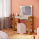 Ver imagem 1 de Penteadeira com Espelho e LED Cristal Marrom/Carvalho Oro/Off White