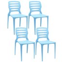 Ver imagem 1 de Kit 04 Cadeiras para Cozinha Área Gourmet Jardim Empilhável Larsen P03 Azul Celeste - Lyam Decor
