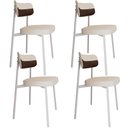Ver imagem 1 de Kit 04 Cadeiras Estofada para Sala de Jantar Astrid Branco C01 Linho Palha Courino Whisky - Lyam Dec