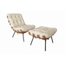 Ver imagem 1 de Poltrona Costela com Puff Couro:avelã