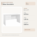 Ver imagem 3 de Mesa de Escritório Secretária 2 Gavetas Branco Formimóveis