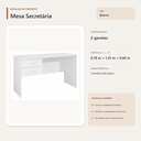 Ver imagem 4 de Mesa de Escritório Secretária 2 Gavetas Branco Formimóveis