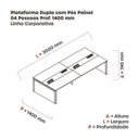 Ver imagem 3 de Estação de Trabalho Mesa Plataforma Escritório para 4 Pessoas Dupla com Caixa de Tomada Pé Painel Branco/Preto
