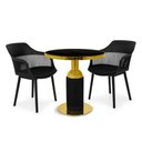 Ver imagem 1 de Conjunto Mesa de Jantar Redonda Imperial 70cm Preta com 2 Cadeiras Estofadas Marcela - Preto