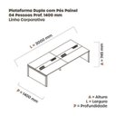 Ver imagem 3 de Estação de Trabalho Mesa Plataforma Escritório para 4 Pessoas Dupla com Caixa de Tomada Pé Painel Bege/Nogueira Casblanca/Preto