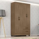 Ver imagem 3 de Guarda-roupa Valência Carvalho Oak 4 Portas 2 Gavetas 76cm Solteiro Mdp