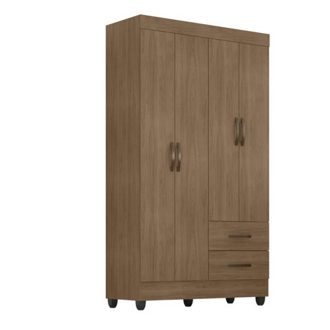 Guarda-roupa Valência Carvalho Oak 4 Portas 2 Gavetas 76cm Solteiro Mdp