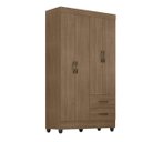 Ver imagem 1 de Guarda-roupa Valência Carvalho Oak 4 Portas 2 Gavetas 76cm Solteiro Mdp
