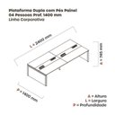 Ver imagem 3 de Estação de Trabalho Mesa Plataforma Escritório para 4 Pessoas Dupla com Caixa de Tomada Pé Painel Marrom/Walnut/Preto