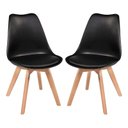 Ver imagem 1 de Kit c/2 cadeiras Leda – Charles Eames, Saarinen Wood com almofada Preta