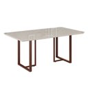 Ver imagem 1 de Mesa para Sala de Jantar Retangular 160x90cm MDF com Vidro Lunna Branco/Marrom/Off White
