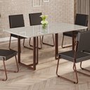 Ver imagem 2 de Mesa para Sala de Jantar Retangular 160x90cm MDF com Vidro Lunna Branco/Marrom/Off White