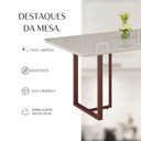 Ver mais imagens de Mesa para Sala de Jantar Retangular 160x90cm MDF com Vidro Lunna Branco/Marrom/Off White