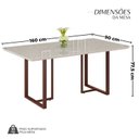 Ver imagem 3 de Mesa para Sala de Jantar Retangular 160x90cm MDF com Vidro Lunna Branco/Marrom/Off White