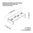 Ver imagem 3 de Estação de Trabalho Mesa Plataforma Escritório para 4 Pessoas Dupla com Caixa de Tomada Pé Painel Marrom/Walnut/Branco