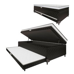 Cama Box Baú com Colchão de Espuma Acoplado e Auxiliar de Espuma Copenhague Solteiro 88cm - 2