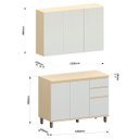 Ver imagem 4 de Kit Armário Aéreo 3 Portas e Balcão de Cozinha 120 Cm Aurora Cinza Cristal Pet/cinza Cristal