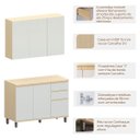 Ver imagem 2 de Kit Armário Aéreo 3 Portas e Balcão de Cozinha 120 Cm Aurora Cinza Cristal Pet/cinza Cristal