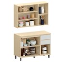 Ver imagem 3 de Kit Armário Aéreo 3 Portas e Balcão de Cozinha 120 Cm Aurora Cinza Cristal Pet/cinza Cristal