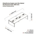 Ver imagem 3 de Estação de Trabalho Mesa Plataforma Escritório para 4 Pessoas Dupla com Caixa de Tomada Pé Painel Preto/Branco