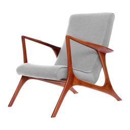 Poltrona Mona Plus Vk Anos 50 Suede Cinza com Puff - 2