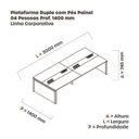 Ver imagem 3 de Estação de Trabalho Mesa Plataforma Escritório para 4 Pessoas Dupla com Caixa de Tomada Pé Painel Marrom/Walnut/Branco