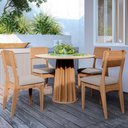 Ver imagem 3 de Mesa de Jantar Redonda Pés Ripado Orgânico 105cm Ceci D03 Off White Freijó - Lyam Decor