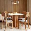Ver imagem 2 de Mesa de Jantar Redonda Pés Ripado Orgânico 105cm Ceci D03 Off White Freijó - Lyam Decor