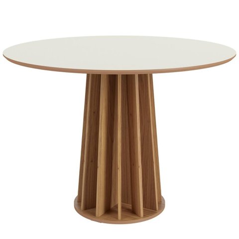 Mesa de Jantar Redonda Pés Ripado Orgânico 105cm Ceci D03 Off White Freijó - Lyam Decor