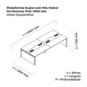 Ver imagem 3 de Estação de Trabalho Mesa Plataforma Escritório para 4 Pessoas Dupla com Caixa de Tomada Pé Painel Marrom/Noce Marromle/Branco