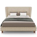Ver imagem 2 de Cabeceira Casal Nilo 140cm com Cama Pés Madeira Suném P05 Linho Bege Escuro Bouclê Cru - Lyam Decor