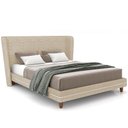 Ver imagem 7 de Cabeceira Casal Nilo 140cm com Cama Pés Madeira Suném P05 Linho Bege Escuro Bouclê Cru - Lyam Decor