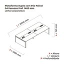 Ver imagem 3 de Estação de Trabalho Mesa Plataforma Escritório para 4 Pessoas Dupla com Caixa de Tomada Pé Painel Branco/Preto