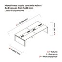 Ver imagem 3 de Estação de Trabalho Mesa Plataforma Escritório para 4 Pessoas Dupla com Caixa de Tomada Pé Painel Cinza/Preto