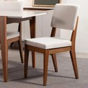 Ver imagem 2 de Conjunto com 4 Cadeiras de Madeira Maciça Estofada Ella - Natural C/ Linho Off White