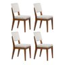 Conjunto com 4 Cadeiras de Madeira Maciça Estofada Ella - Natural C/ Linho Off White - 1