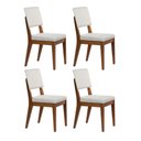 Ver imagem 1 de Conjunto com 4 Cadeiras de Madeira Maciça Estofada Ella - Natural C/ Linho Off White